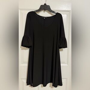 Tiana B. Black V-Neck Ruffle Sleeve Dress